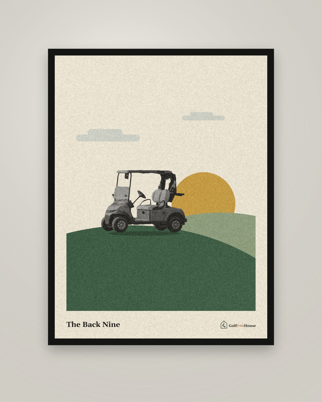 The Back Nine framed golf art print, in a black frame