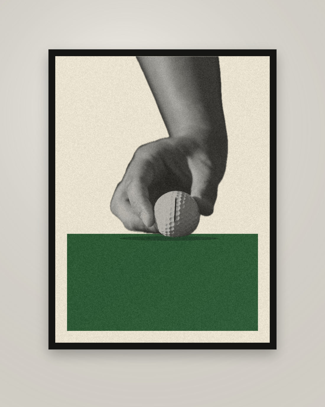 Lining Up framed golf art print, in a black frame