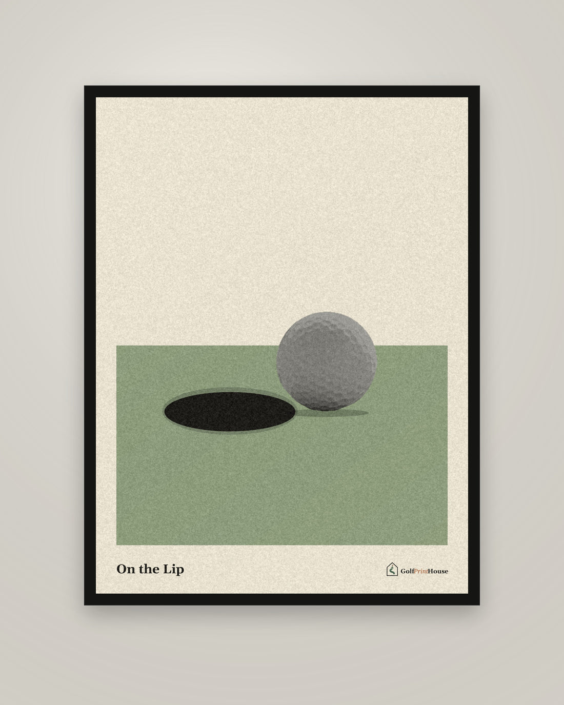 On the Lip framed golf art print, in a black frame