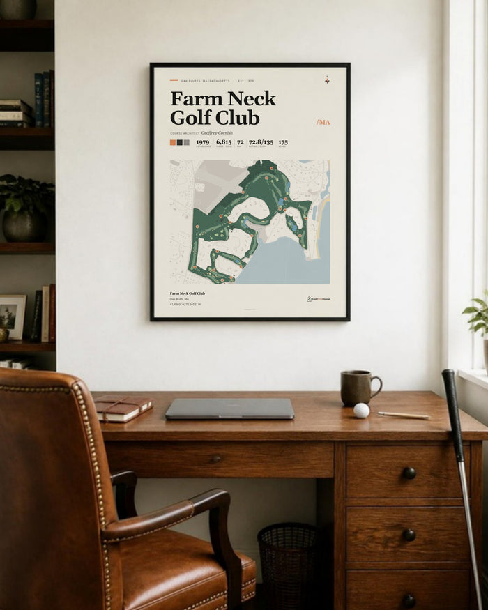 Farm Neck Golf Club golf course print, in a home office