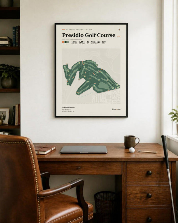 Presidio Golf Course golf course print, in a home office