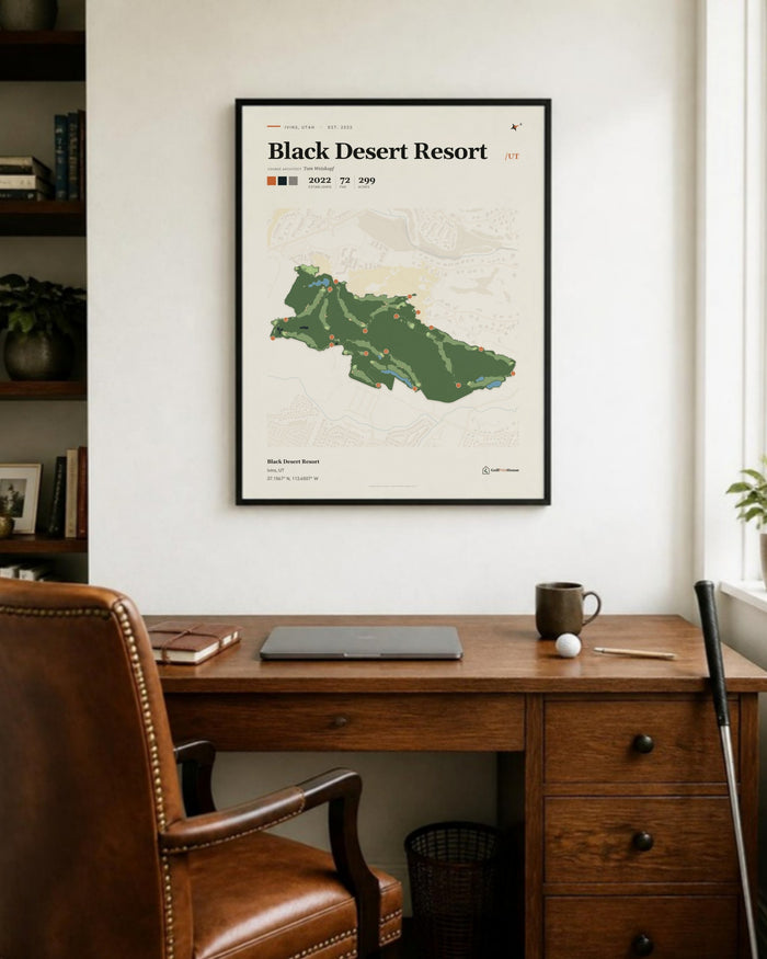 Black Desert Resort golf course print, in a home office