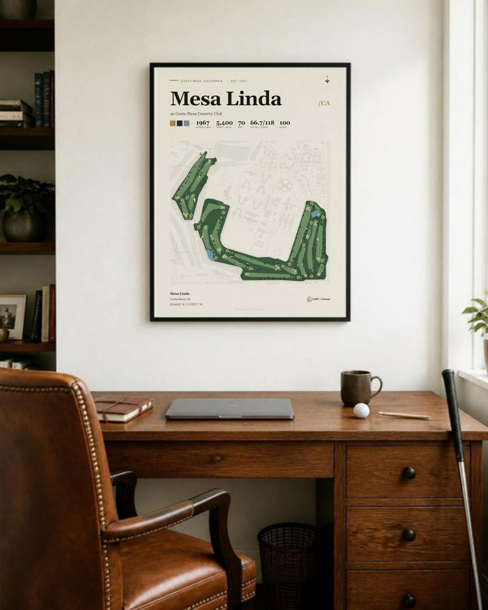 Mesa Linda golf course print, in a home office