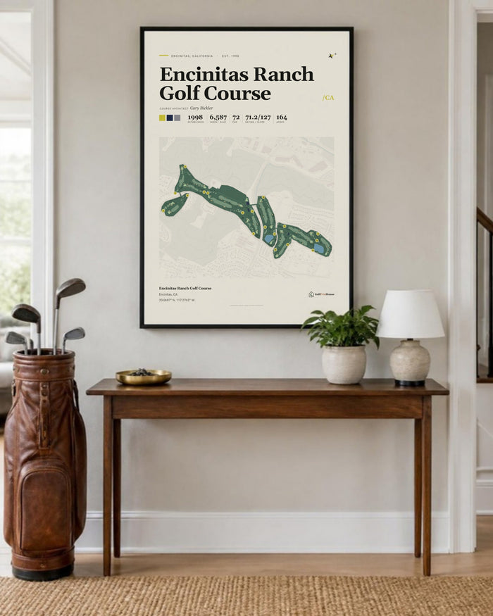 Encinitas Ranch Golf Course golf course print, in an entryway