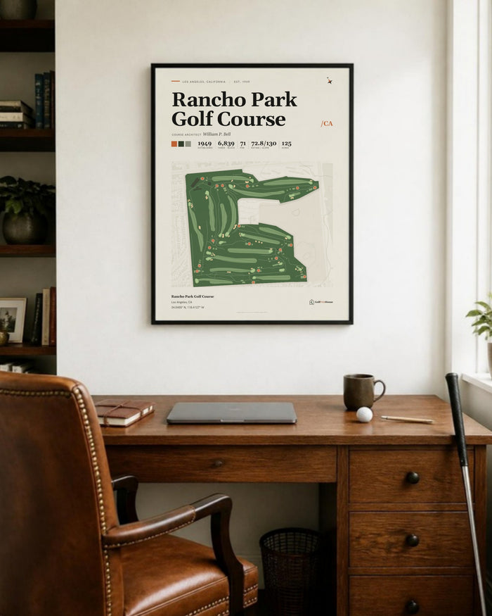 Rancho Park Golf Course golf course print, in a home office