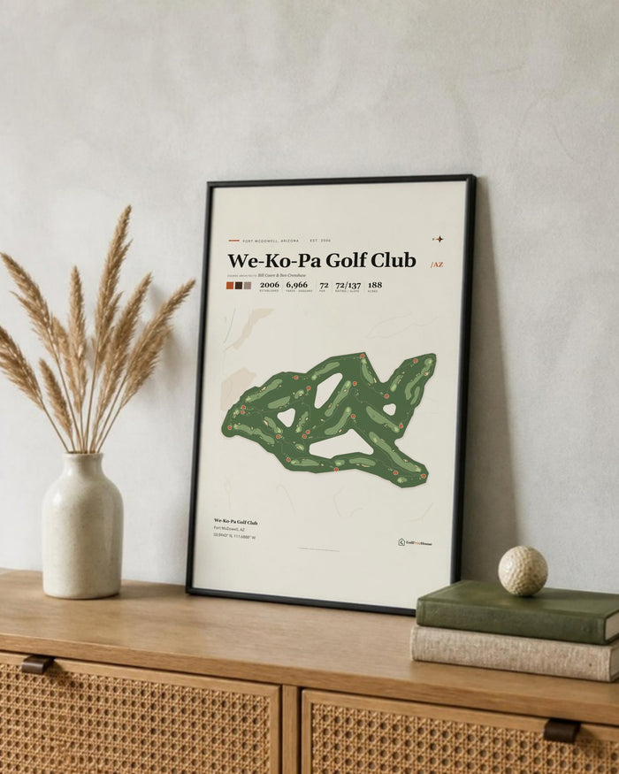 We-Ko-Pa Golf Club golf course print, leaning on a shelf
