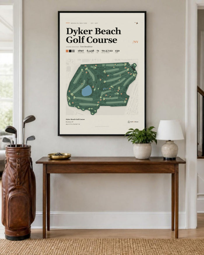 Dyker Beach Golf Course golf course print, in an entryway