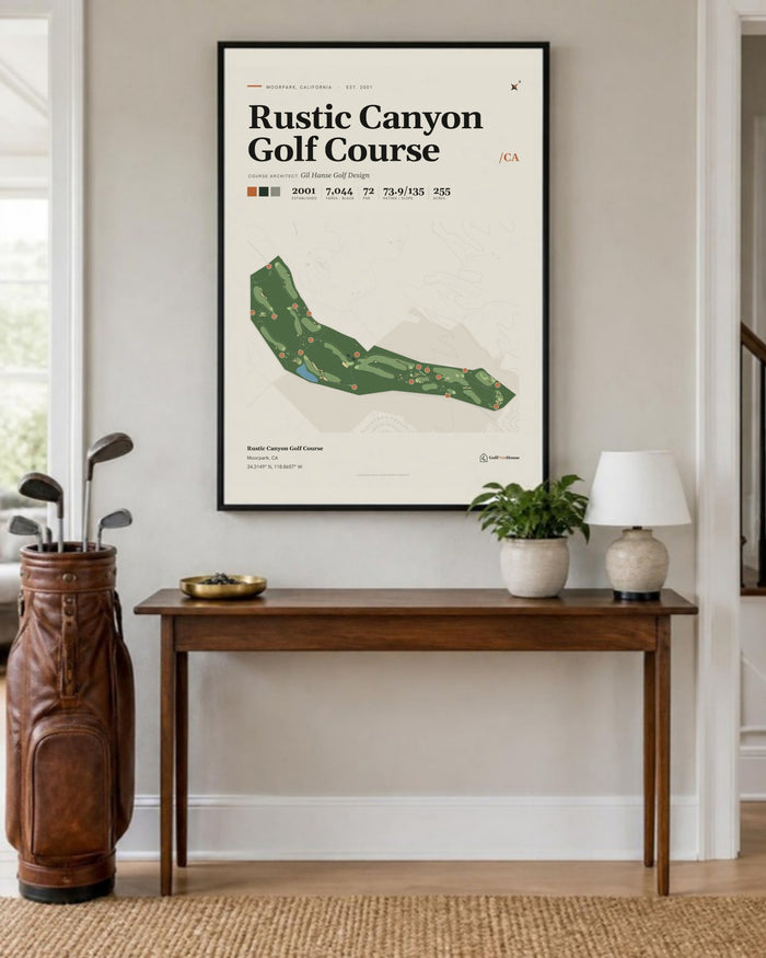 Rustic Canyon Golf Course golf course print, in an entryway