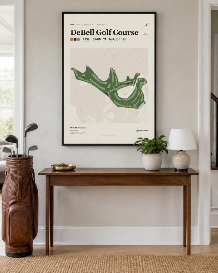 DeBell Golf Course golf course print, in an entryway