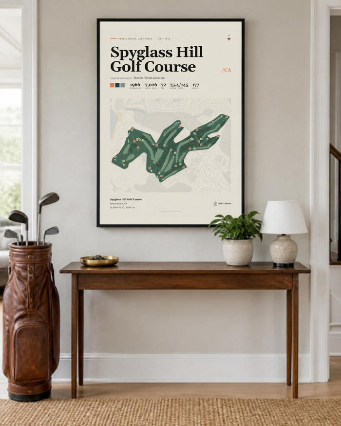 Spyglass Hill Golf Course golf course print, in an entryway