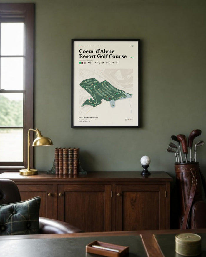 Coeur d'Alene Resort Golf Course golf course print, in a golf study