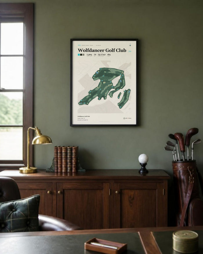Wolfdancer Golf Club golf course print, in a golf study