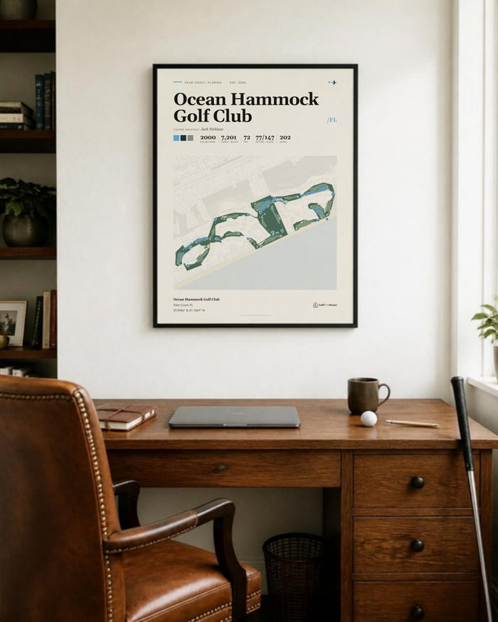 Ocean Hammock Golf Club golf course print, in a home office