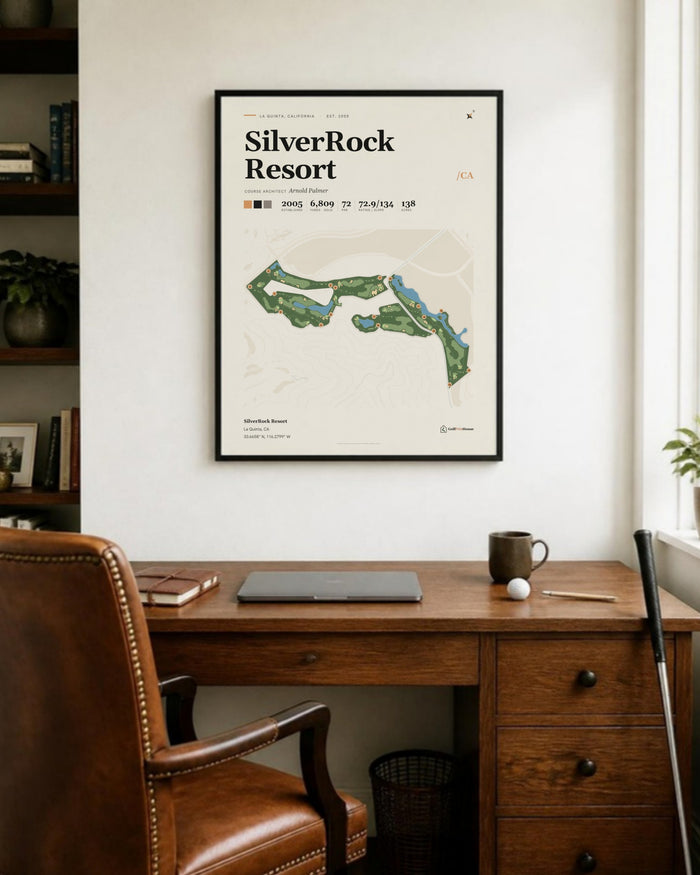 SilverRock Resort golf course print, in a home office