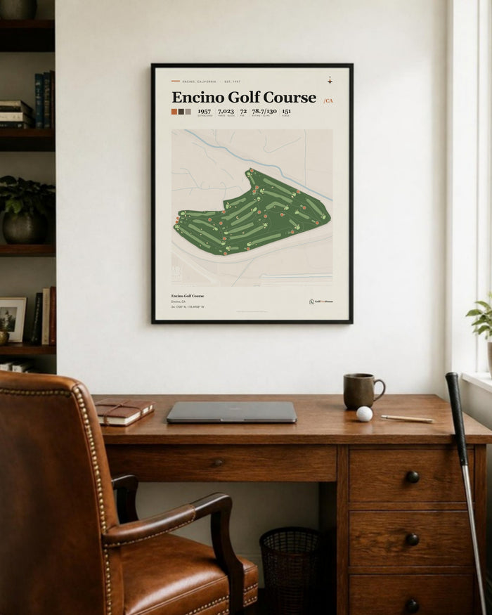 Encino Golf Course golf course print, in a home office