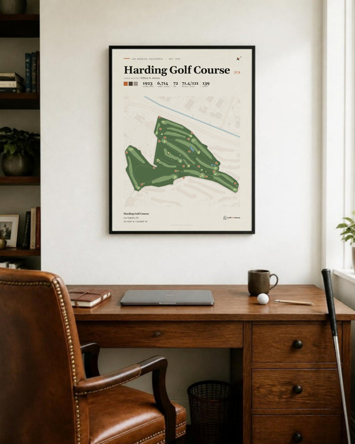 Harding Golf Course golf course print, in a home office