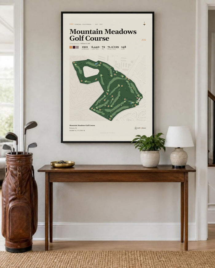Mountain Meadows Golf Course golf course print, in an entryway