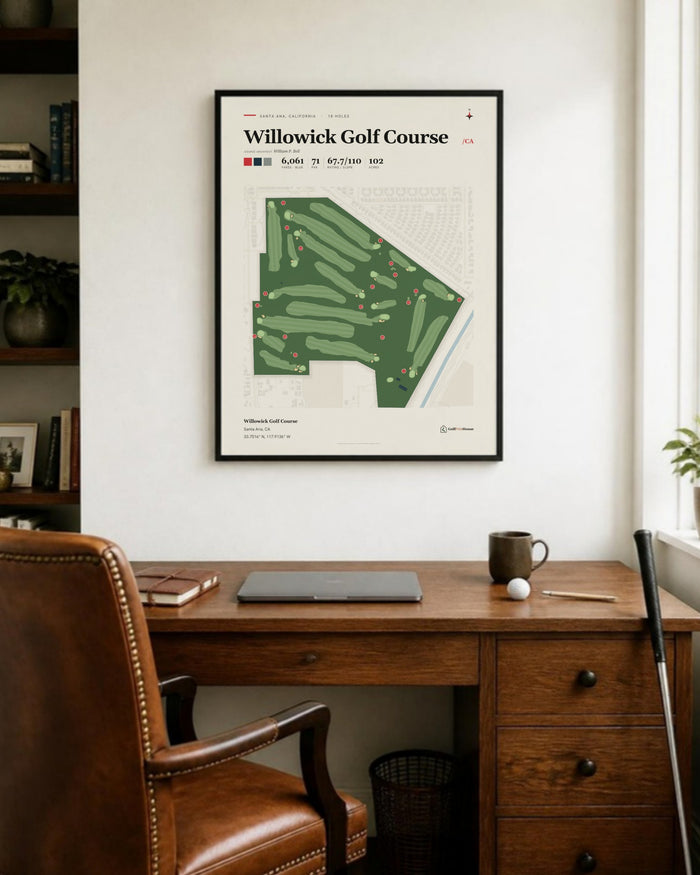 Willowick Golf Course golf course print, in a home office