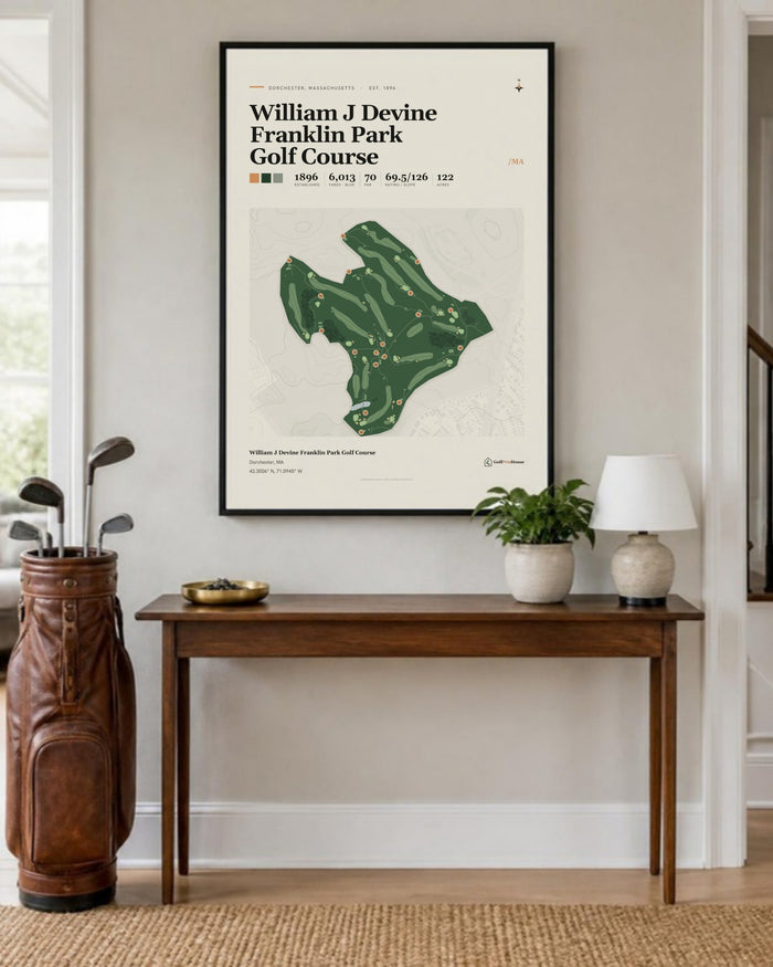 William J Devine Franklin Park Golf Course golf course print, in an entryway