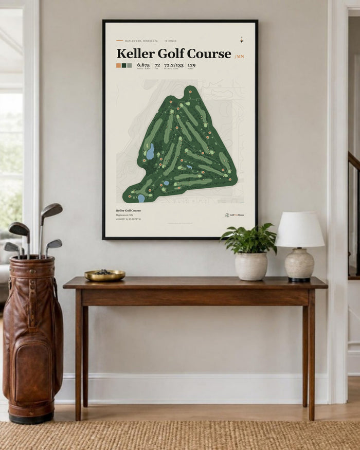 Keller Golf Course golf course print, in an entryway