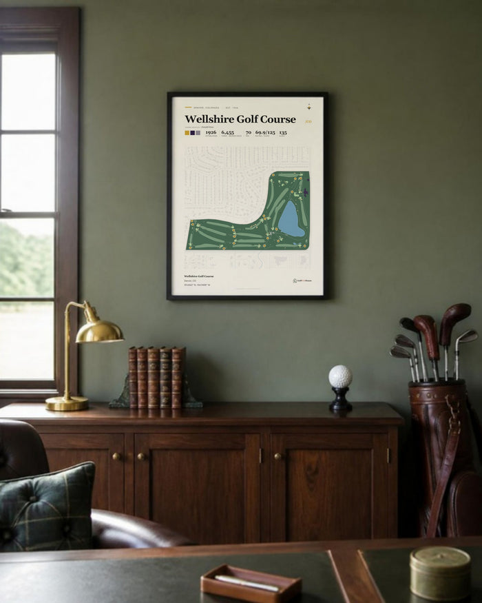Wellshire Golf Course golf course print, in a golf study