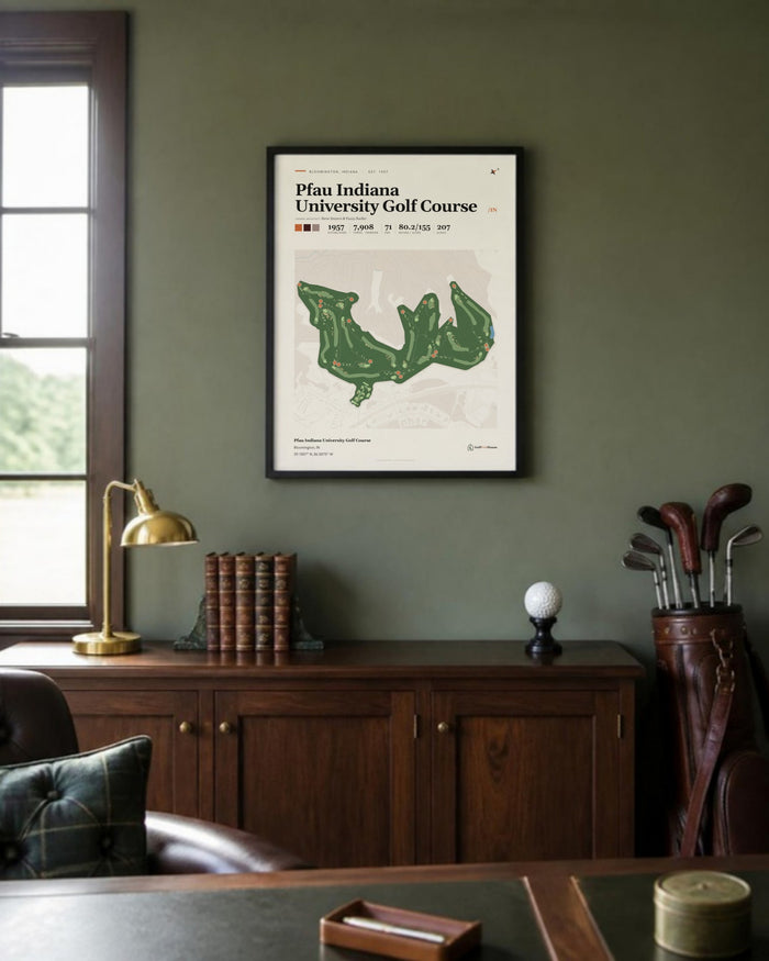 Pfau Indiana University Golf Course golf course print, in a golf study