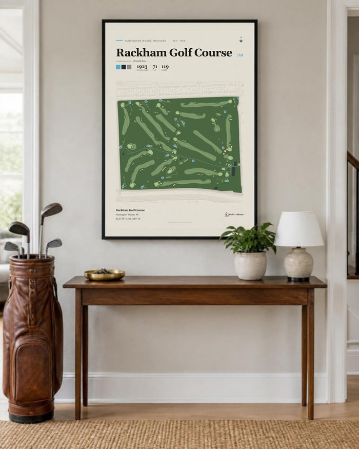 Rackham Golf Course golf course print, in an entryway