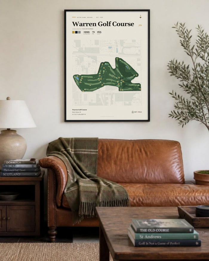 Warren Golf Course golf course print, above a living room sofa