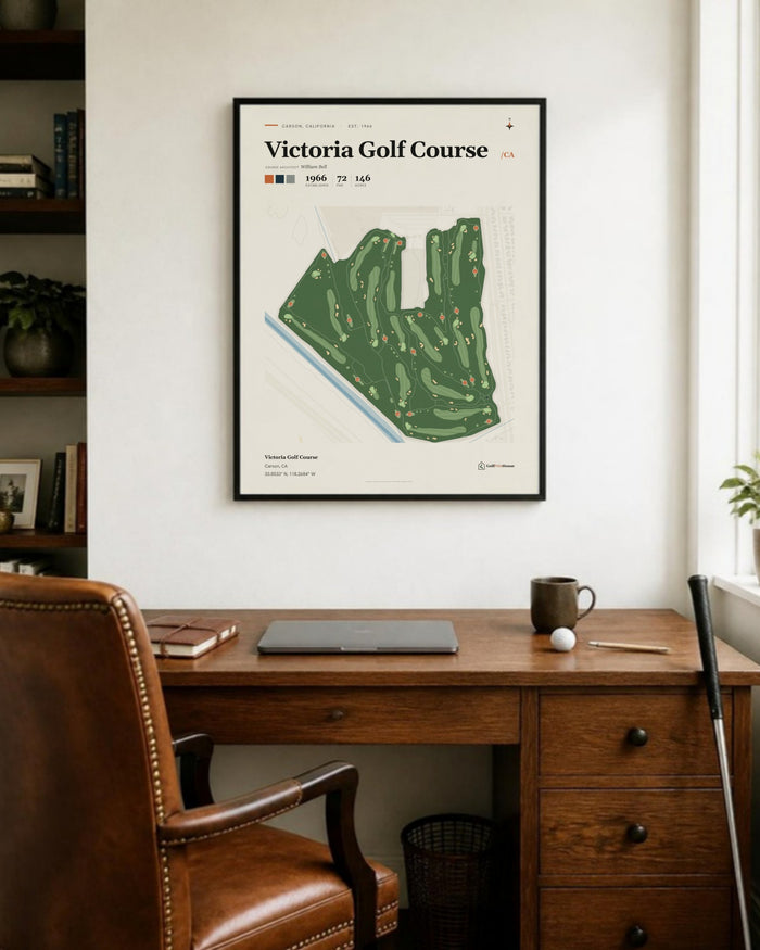 Victoria Golf Course golf course print, in a home office