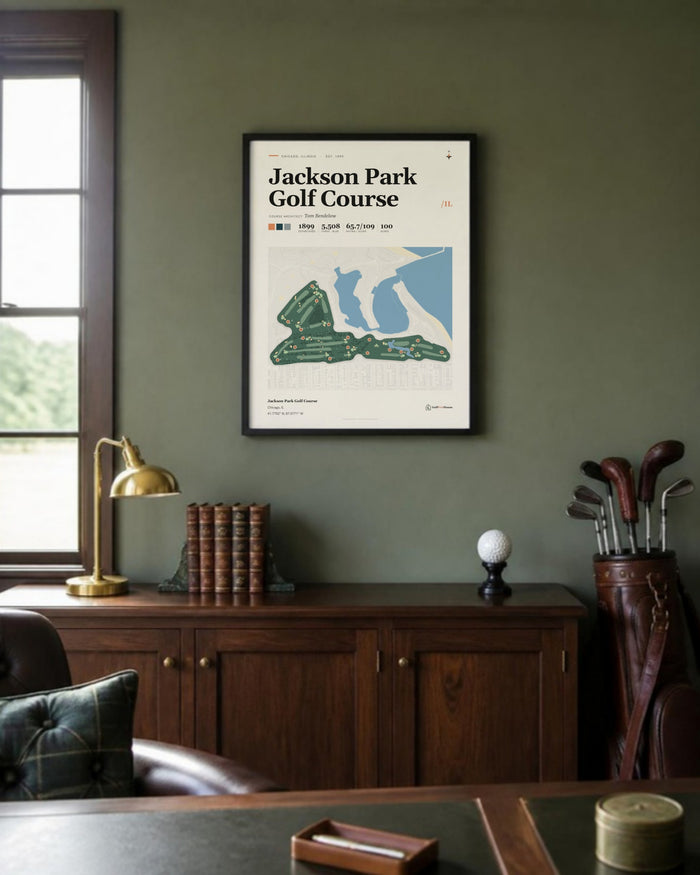 Jackson Park Golf Course golf course print, in a golf study